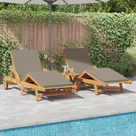 Tumbonas 2 pcs con cojines y ruedas Madera Acacia Sólida Taupe,  Tumbona plegable con ruedas y cojín Madera Acacia Sólida Taupe | Foro24.es | Tu tienda online para hogar, jardín y más Foro24.es