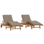 Tumbonas 2 pcs con cojines y ruedas Madera Acacia Sólida Taupe,  Tumbona plegable con ruedas y cojín Madera Acacia Sólida Taupe | Foro24.es | Tu tienda online para hogar, jardín y más Foro24.es