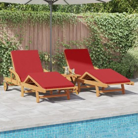 Comprar Tumbonas 2 pcs con cojines y ruedas Rojo
