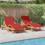 Tumbonas 2 pcs con cojines y ruedas Rojo Madera maciza de Acacia | Foro24.es | Tu tienda online para hogar, jardín y más Foro24.es