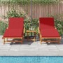 Tumbonas 2 pcs con cojines y ruedas Rojo Madera maciza de Acacia | Foro24.es | Tu tienda online para hogar, jardín y más Foro24.es