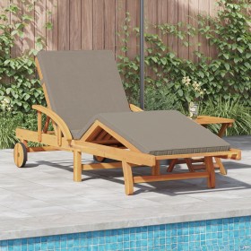 Comprar Tumbona con Cojín y Mesa Taupe Madera