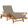 Tumbona con Cojín y Mesa Taupe Madera Maciza Acacia,  Tumbona Plegable con Ruedas y Cojín Taupe Madera Maciza Acacia | Foro24.es | Tu tienda online para hogar, jardín y más Foro24.es