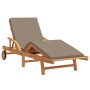 Tumbona con Cojín y Mesa Taupe Madera Maciza Acacia,  Tumbona Plegable con Ruedas y Cojín Taupe Madera Maciza Acacia | Foro24.es | Tu tienda online para hogar, jardín y más Foro24.es