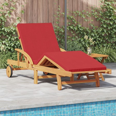 Tumbona con Cojín y Mesa en Madera Sólida Acacia Roja,  Tumbona Plegable con Ruedas y Cojín en Madera Sólida Acacia Roja | Foro24.es | Tu tienda online para hogar, jardín y más Foro24.es
