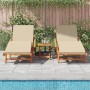 Tumbonas 2 pcs con cojines y mesa Beige Madera maciza de Acacia de , Tumbonas - Ref: Foro24-3325184, Precio: 516,21 €, Descue...