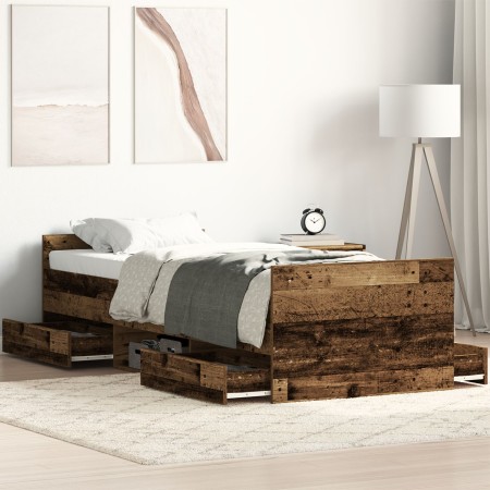 Cama sin colchón madera de ingeniería envejecida 75x190 cm | Foro24.es | Tu tienda online para hogar, jardín y más Foro24.es