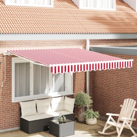 Comprar Toldo Retráctil Manual Rayas Rojas y