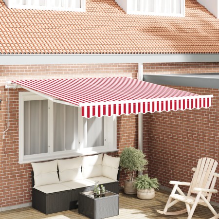 Toldo Retráctil Manual Rayas Rojas y Blancas 300x250 cm | Foro24.es | Tu tienda online para hogar, jardín y más Foro24.es