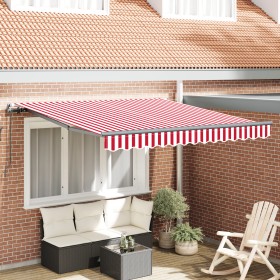 Toldo Retráctil Manual Rojo y Blanco 300x250 cm de , Toldos - Ref: Foro24-3329983, Precio: 273,92 €, Descuento: %