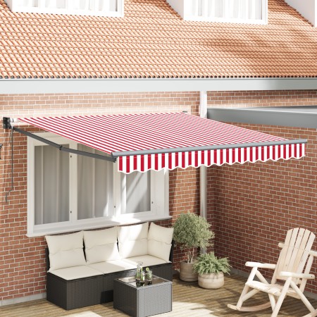 Toldo Retráctil Automático Rayas Rojas y Blancas 300x250 cm | Foro24.es | Tu tienda online para hogar, jardín y más Foro24.es