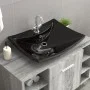 Lavabo rectangular cerámica orificio de grifo y desagüe negro de vidaXL, Lavabos - Ref: Foro24-140689, Precio: 89,71 €, Descu...