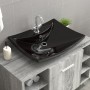 Lavabo rectangular cerámica orificio de grifo y desagüe negro de vidaXL, Lavabos - Ref: Foro24-140689, Precio: 112,05 €, Desc...