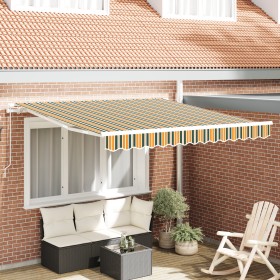 Toldo Retráctil Manual Verde y Amarillo 300x250 cm, VidaXL Tela de Repuesto para Toldo de 3x2.5 m Verde y Amarillo de , Toldo...