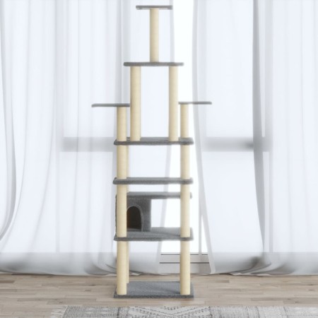 Rascador para gatos con postes de sisal gris claro 183 cm de vidaXL, Mobiliario para gatos - Ref: Foro24-171483, Precio: 82,0...