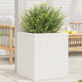 Jardinera de madera maciza de pino blanca 40x40x46 cm en Macetas y jardineras | Comprar online en Foru.es
