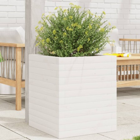 Jardinera de madera maciza de pino blanca 40x40x46 cm en Macetas y jardineras | Comprar online en Foru.es