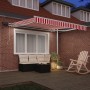Toldo Retráctil Manual con Rayas Rojas y Blancas LED 350x250 cm | Foro24.es | Tu tienda online para hogar, jardín y más Foro24.es
