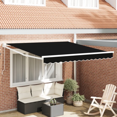Toldo Manual Retráctil Negro 350x250 cm, Tela para Toldo  de 3.5x2.5 m Marco Negro | Foro24.es | Tu tienda online para hogar, jardín y más Foro24.es