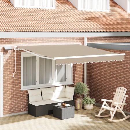 Toldo Retráctil Manual  con LED Beige 350x250 cm, Tela de Reemplazo para Toldo  de 3.5x2.5 m Beige | Foro24.es | Tu tienda online para hogar, jardín y más Foro24.es