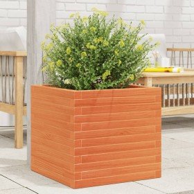 Jardinera exterior madera maciza pino marrón cera 50x50x46 cm en Macetas y jardineras | Comprar online en Foru.es