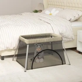 Parque infantil para bebés con colchón tela lino gris taupé de vidaXL, Parques para bebés - Ref: Foro24-10303, Precio: 66,86 ...