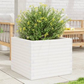 Jardinera de madera maciza de pino blanca 60x60x46 cm en Macetas y jardineras | Comprar online en Foru.es