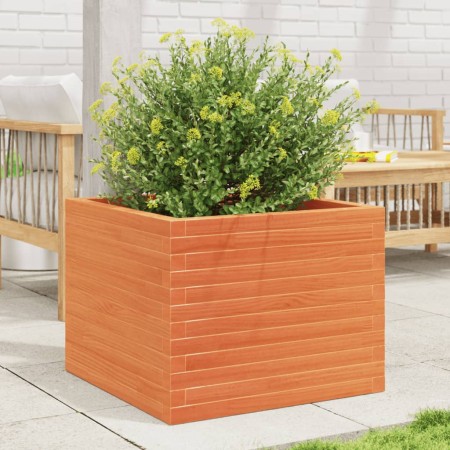 Jardinera de madera maciza de pino marrón cera 60x60x46 cm en Macetas y jardineras | Comprar online en Foru.es