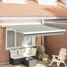Toldo Retráctil Automático Verde y Blanco 350x250 cm, Tela de Repuesto para Toldo de 3.5x2.5 m Estructura Verde y Blanca de ,...