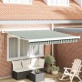 Toldo Retráctil Automático Verde y Blanco 350x250 cm, Tela de Repuesto para Toldo de 3.5x2.5 m Estructura Verde y Blanca de ,...