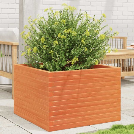 Jardinera de madera maciza de pino marrón cera 70x70x46 cm en Macetas y jardineras | Comprar online en Foru.es