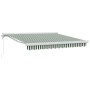 Toldo Retráctil Automático Verde y Blanco 350x250 cm, Tela de Repuesto para Toldo de 3.5x2.5 m Estructura Verde y Blanca de ,...