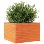 Jardinera de madera maciza de pino marrón cera 70x70x46 cm en Macetas y jardineras | Comprar online en Foru.es