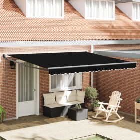 Toldo Retráctil Automático Negro 400x300 cm, Tela de Reemplazo para Toldo de 4x3 m Marco Negro de , Toldos - Ref: Foro24-3330...