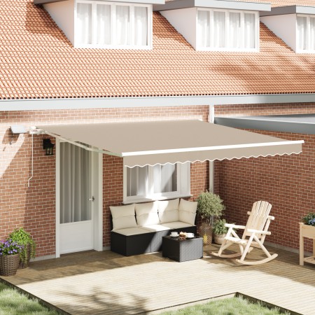 Toldo retráctil manual  con LED Beige 400x300 cm, Tejido de reemplazo para toldo  de 4x3 m Beige | Foro24.es | Tu tienda online para hogar, jardín y más Foro24.es