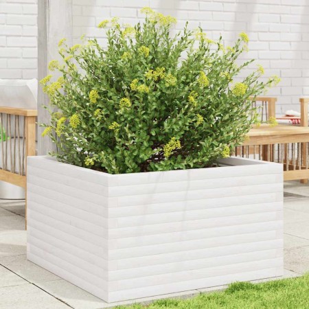 Jardinera de madera maciza de pino blanca 80x80x46 cm en Macetas y jardineras | Comprar online en Foru.es