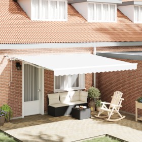 Toldo Retráctil Automático con LED Blanco 400x300 cm, Tela de Reemplazo para Toldo 4x3 m Blanca de , Toldos - Ref: Foro24-333...