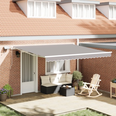 Toldo Retráctil Manual con LED Gris Claro 400x300 cm,  Tela de Reemplazo para Toldo de 4x3 m Marco Gris Claro | Foro24.es | Tu tienda online para hogar, jardín y más Foro24.es