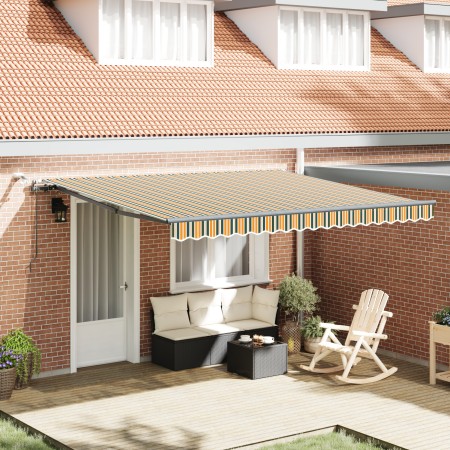 Toldo retráctil automático  con LED verde y amarillo 400x300 cm, Tela de repuesto para el toldo  de marco 4x3 m verde y amarillo | Foro24.es | Tu tienda online para hogar, jardín y más Foro24.es