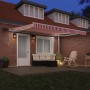 Toldo retráctil manual con franjas rojas y blancas LED 400x350 cm | Foro24.es | Tu tienda online para hogar, jardín y más Foro24.es