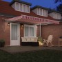 Toldo Retráctil Automático con LED A Rayas Rojas y Blancas 400x350 cm de , Toldos - Ref: Foro24-3330754, Precio: 605,75 €, De...