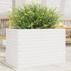 Jardinera de madera maciza de pino blanca 70x40x46 cm en Macetas y jardineras | Comprar online en Foru.es