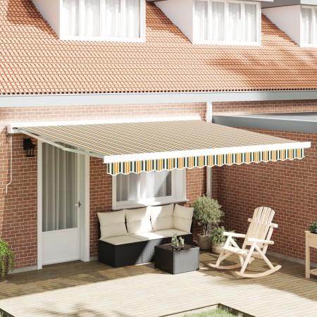 Toldo Manual Retráctil Verde y Blanco 400x350 cm, Tela de Repuesto para Toldo de 4x3.5 m Verde y Blanco de , Toldos - Ref: Fo...