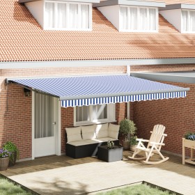 Comprar Toldo retráctil automático azul y blanco