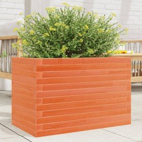 Jardinera de madera maciza de pino marrón cera 70x40x46 cm en Macetas y jardineras | Comprar online en Foru.es