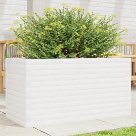 Jardinera de madera maciza de pino blanca 90x40x46 cm en Macetas y jardineras | Comprar online en Foru.es