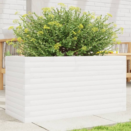 Jardinera de madera maciza de pino blanca 90x40x46 cm en Macetas y jardineras | Comprar online en Foru.es