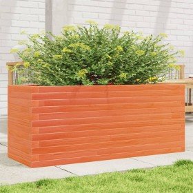 Jardinera de madera maciza de pino marrón cera 110x40x46 cm en Macetas y jardineras | Comprar online en Foru.es