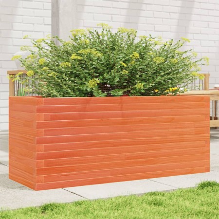Jardinera de madera maciza de pino marrón cera 110x40x46 cm en Macetas y jardineras | Comprar online en Foru.es