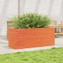 Jardinera de madera maciza de pino marrón cera 110x40x46 cm en Macetas y jardineras | Comprar online en Foru.es